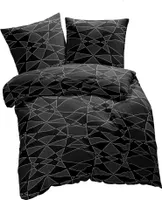 ETÉREA Microfaser Bettwäsche 200x220cm + 2x 80x80cm - Ganzjahresbettwäsche Bettbezug Eclipse - Bettwäsche Set 200x220cm Bettbezug + 80x80cm Kissenbezug Microfaser 3teilig -  Green - Schiefer
