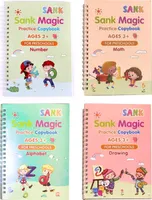 4pcs wiederverwendbares englisches Alphabetnummer Kinder Zeichnen Übungsbuch Groove Copybook-1