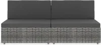 vidaXL Modulares 2-Sitzer-Sofa Poly Rattan Grau