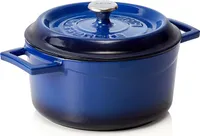LAVA Kochtopf mit Deckel aus emailliertem Gusseisen Blau mit 2,8 Liter