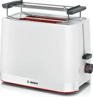 Bosch TAT3M121 Toaster, 950 W, 2-Scheiben, Automatische Endabschaltung, Nachtoastfunktion, Stoptaste, weiß