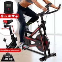 Fitnessbike - mit LCD Display, Ergometer, Pulsmesser, Sitz und Griff verstellbar, max 120 kg - Heimtrainer Fahrrad