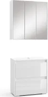 Vicco Badmöbel-Set Majest, 2 Teile, Weiß/Weiß Hochglanz