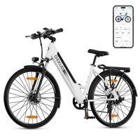Qekud F26 pro 26-Zoll E-Bikes MTB Trekking E-Bikes 250W Motor mit APP 21-Gang City E-Bike Weiss mit APP