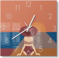 DEQOART Glasuhr 30x30 cm Zahlen 'Sonnenuntergangsruhe' Wanduhr Glas Uhr Design leise Küchenuhr