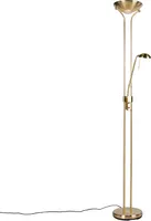 QAZQA - Modern Stehleuchte I Stehlampe I Standleuchte I Lampe I Leuchte Gold I Messing mit Leseleuchte inkl. LED und Dimmer - Diva 2 Dimmer I Dimmbar I Wohnzimmer I Schlafzimmer I Deckenfluter - Stahl