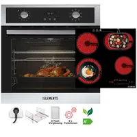 KB ELEMENTS Sparset, Einbauherd Set, Herdset, Glaskeramikkochfeld 60cm 7200 Watt, Einbaubackofen 60cm 70 Liter, EEK A+