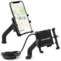 GUB Universal Fahrrad/Motorrad Rückspiegel Halterung für Handy, Smartphone, Navi usw. mit USB-Anschluss