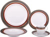 Kondela Zestaw porcelanowy do jadalni (20 szt.) Donatella Gold - czerwony / biały / złoty