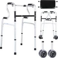 Jopassy rollator chodzik składany i lekki wykonany z aluminium, chodzik z regulacją wysokości z siedziskiem, chodzik do 180 kg