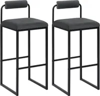 WOLTU Barhocker 2er Set mit Fußstütze, Hochstuhl, Samthocker, aus Metall, Dunkelgrau