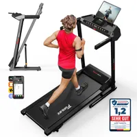 Klappbares mittelgroßes Laufband (Treadmill) für Zuhause-FunLife F60 mit 3-Stufen Steigung, Luftdämpfung, leisem Motor& App/Bluetooth, platzsparend