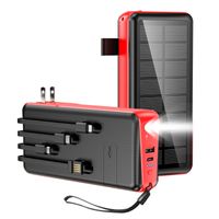 Solar Powerbank 30000mAh Tragbare Solar Ladegerät Wireless Power Bank mit USB/Typ C Ausgang für Handys, Tablets, Outdoor,Rot