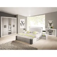 Set Kinderzimmer Kieferbett Schlafzimmer-Set Matratze Nachttisch Bettkasten weiß 