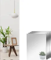Klebespiegel, Spiegel, 4PCS Weicher Spiegel, Selbstklebende Spiegelfolie, Flexibler Spiegel, Wandspiegel, Spiegelfliesen