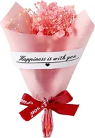 Mini-künstlicher Schleierkraut-Blumenstrauß mit Geschenkpapierschleife, ewige konservierte Blumendekoration, romantische Geschenke zum Muttertag und Valentinstag
