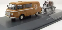 Barkas B1000 mit Simson Schwalbe auf Anhänger braun Maßstab 1:43
