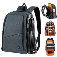 Kamera Foto Rucksack Tasche viel Platz für Kamera + Zubehör Drohne Regenschutz, Farbe:Grau
