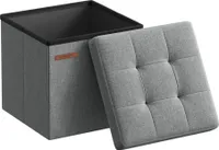 SONGMICS 30 cm Sitzbank mit Stauraum, klappbare Sitztruhe, Aufbewahrungsbox, Fußbank, hellgrau