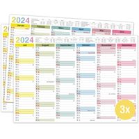 Tafelkalender 2024 A4 "bunt" - Kalender 2024 mit Ferien & Feiertagen | Jahreskalender, Wandkalender 2024 DIN A4 als Jahresplaner | Blattkalender 12 Monate