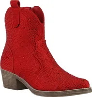 VAN HILL Damen Cowboy Boots Stiefeletten Spitze Strass Western Schuhe 840903, Farbe: Rot, Größe: 37