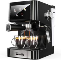 1.5L Kaffeemaschine mit Milchschäumer, 15 Bar Siebträgermaschine, für Espresso,Schwarz