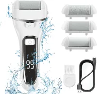 Elektrischer Hornhautentferner, Wiederaufladbarer Hornhautentferner mit 3 Ersatzrollen, Wasserfester Hornhautraspel, Fußpflege für Füße, 2 Geschwindigkeiten