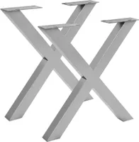 Tischgestell 2er Set Roheisen lackiert 70x10x74 cm silber X-Gestell