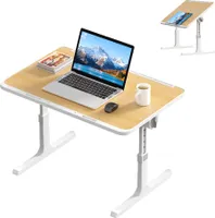 XMTECH Höhenverstellbarer Laptoptisch fürs Bett, Neigungswinkel einstellbar, klappbar, Ergonomischer Tisch für Bett, Sofa und Boden (60 x 39 cm, Walnuss)