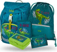 BAAGL Airy T-REX Rucksack-Set 5tlg: Schulranzen, Federmäppchen, Turnbeutel, Geldbeutel, Brotdose