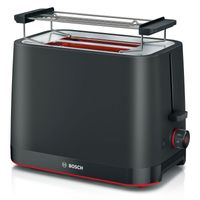 Bosch TAT3M123 Toaster, 950 W, 2-Scheiben, Automatische Endabschaltung, Nachtoastfunktion, Stoptaste, schwarz