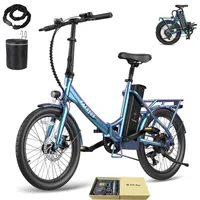 E-Bike 20 zoll 155 - 195 cm Rostfreie Aluminiumlegierung 36 V 18,2 Ah 655,2 Wh bis zu 150 - 190 km Wasserdicht IPX4 mit 7 Gang, Blau-Grün