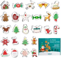 Vykrajovátka na vánoční cukroví velká sada, vykrajovátka na cukroví fondán 25 kusů, vykrajovátka na cukroví z nerezového kovu pro děti - Santa Claus, cukrová hůl, vločky, sob