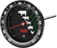 Silit Bratenthermometer analog Sensero Edelstahl rostfrei mit Markierung der empfohlenen Garpunkte für Steak Rind Kalb Lamm Schwein und Geflügel Grillthermometer Steakthermometer Sonde Fleisch Steak bis 110°C