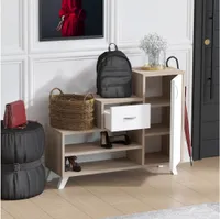 Skye Decor, Retro- Retro DCH, Beige, Schuhschränke, 77x90x33 cm, 100% Melaminbeschichtete Partikelplatte