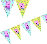 Procos 91104 - Flaggenbanner Peppa Pig, Länge 230 cm, Größe der Wimpel ca. 17,5 x 25,5 cm, Girlande aus Kunststoff, Peppa Wutz, Party, Dekoration