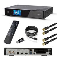 VU+ Uno 4K SE 1x DVB-S2 FBC Twin Tuner Linux Receiver (UHD, 2160p) schwarz, inkl. HDMI-Kabel + Satkabel + Wireless USB Adapter 300 Mbps