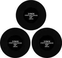 Belle Vous 3 Stk Schwarze Blanko Leinwand Rund - 30cm Durchmesser - Vorbespannte Kreisrunde Leinwand Rahmen - Leinwand zum Ausmalen für Acrylfarben,