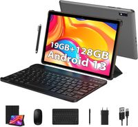 YOTOPT Tablets 10 Zoll mit Tastatur und Maus, Android 13.0, 128GB Lagerung, 19(8+11) GB RAM, WIFI/Bluetooth, 8000 mAh, Type-C/SD, Y61, Farbe: Grau