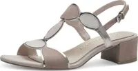 MARCO TOZZI Damen Sandale Textil Sandalette Metallic T-Riemen 2-28230-42, Größe:36 EU, Farbe:Beige