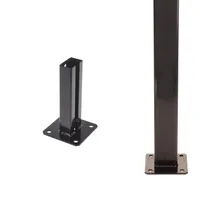 Aqbau® Pfostenträger 60×40 mm Schwarz Pulverbeschichtet – 190 mm Höhe – 4-Loch Bodenplatte – für Doppelstabmattenzaun –  EU