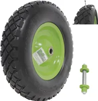Schubkarrenrad grün/Schwarz Vollgummi 4.80/4.00-8 + Achse Ersatzrad Reifen Schiebkarre PU