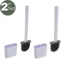 Klobürste Silikon weiß 2x Set Wandmontage Silikon Toilettenbürste WC Bürste Klobürstenhalter ohne bohren WC Bürstengarnitur WC Bürsten & Halter 2 Stück