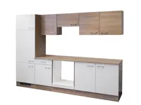 Küchenzeile ohne E-Geräte - 270 cm breit - Weiß Sonoma Eiche – Salerno