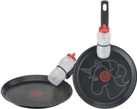 Tefal Creative Edition Panda Crepepfanne/Pfannkuchenpfanne 25 cm, Crepes Pfanne Induktionsgeeignet, Antihaftbeschichtet, Pfannkuchen Crepes mit Tiermuster, inkl Dosierflasche 200ml, schwarz