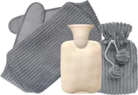 Wärmflasche 1000mL,Wärmflaschengürtel 3 in 1, zur Schmerzlinderung für Nacken Schulter Rücken Taille Regelschmerzen(dunkelgrau)