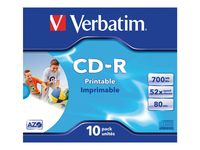 Verbatim CD-R AZO Wide Inkjet Printable, CD-R, 700 MB, 52x, Schmuckkasten