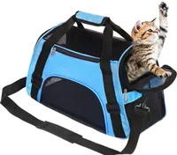 Optizium Hundetransportbox - Blau - L - 52 x 24.5 x 33 cm - Hundebox Hundetasche Katzenbox Autotransportbox Soft-Sided Airline- faltbar