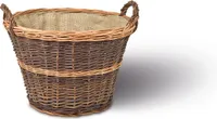 Holzkorb rund, Ø45x32cm, mit Jute Ausschlag, braun, Holzkorb, Kaminkorb