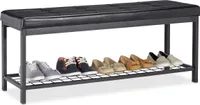 relaxdays Schuhbank 10023311_46 schwarz Metall 115,0 cm